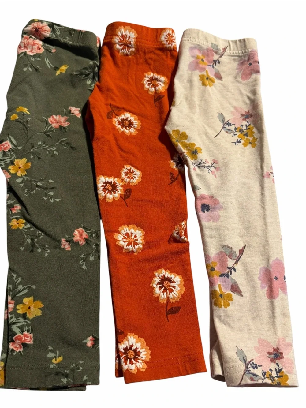 3 Leggings Lot Bundle Floral Size 2T Carters Oshkosh old navy